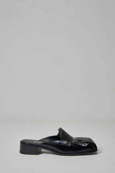 Shop Raf Simons Brogues Loafer Mules With Fringes, Black