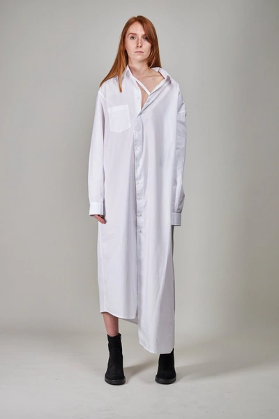 Shop Ann Demeulemeester Henrietta Dop Shoulder Shirt Dress, White