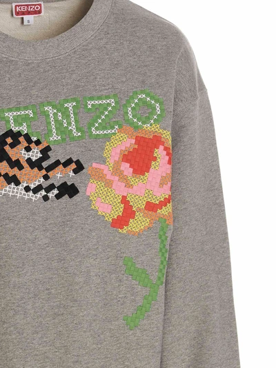 Shop Kenzo Logo Embroidery Sweatshirt In Gray