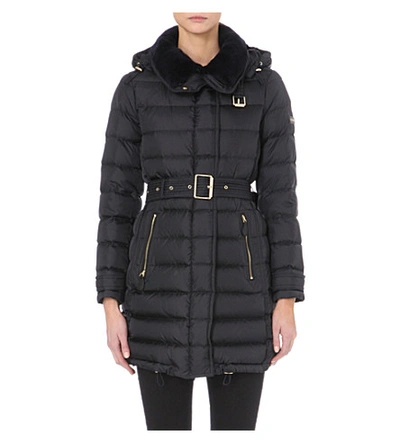 Burberry Winterleigh Hooded Quilted Coat In Navy