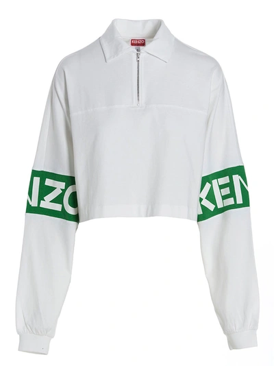 Shop Kenzo Logo Print Cropped T-shirt In White