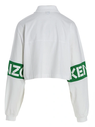 Shop Kenzo Logo Print Cropped T-shirt In White