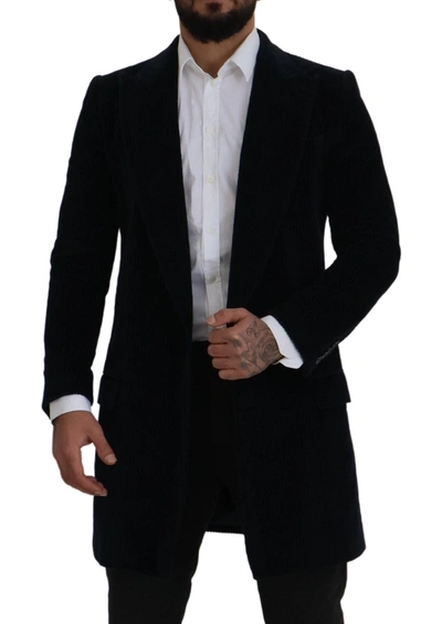 Shop Dolce & Gabbana Black Cotton Cardigan Long Coat Men Men's Jacket