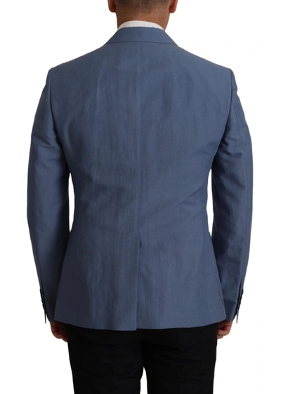 Shop Dolce & Gabbana Blue Single Breasted Logo Blazer Men's Jacket