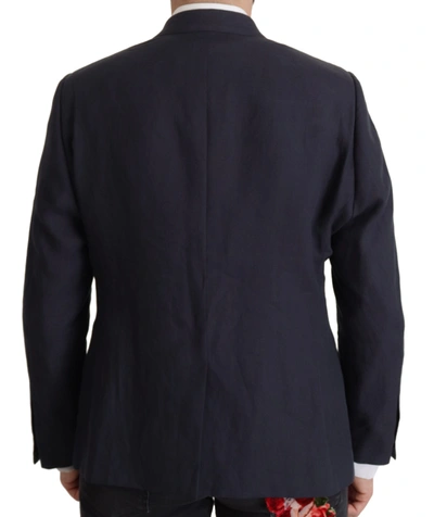 Shop Dolce & Gabbana Dark Blue Alta Sartoria Jacket Coat Men's Blazer