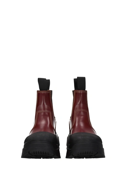Shop Maison Margiela Ankle Boots Leather Red Bordeaux