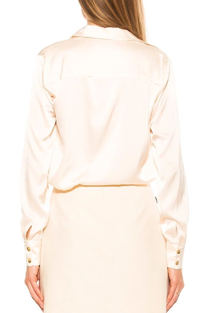 Shop Alexia Admor Rylin Silky Front Button Blouse In Oat