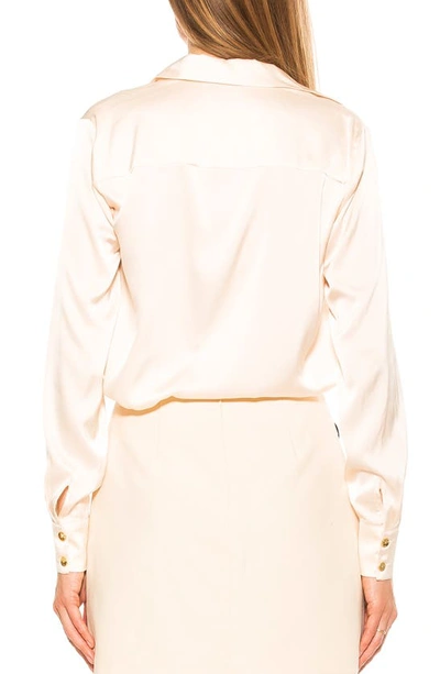 Alexia Admor Rylin Silky Front Button Blouse In Oat