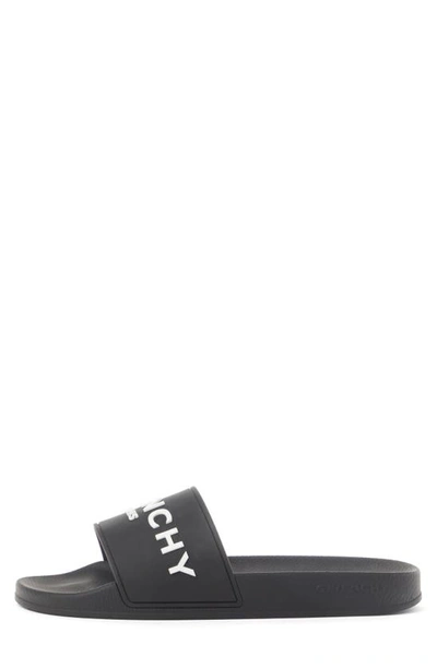 Givenchy Black Flat Slides With Logo In Polyurethane Man In Black