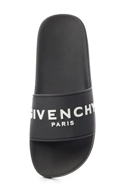 Givenchy Black Flat Slides With Logo In Polyurethane Man In Black
