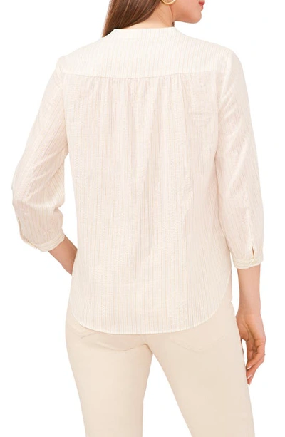Shop Vince Camuto Stripe V-neck Cotton Top In New Ivory