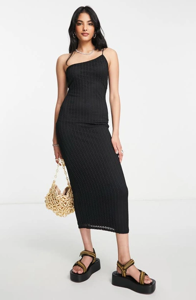 Shop Asos Design One Shoulder Lace Dress In Black
