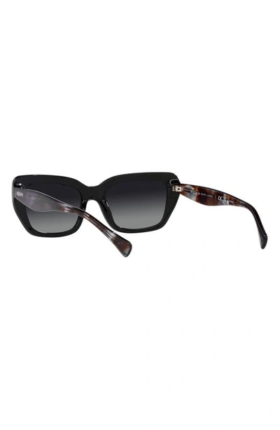 Shop Ralph 53mm Gradient Polarized Rectangular Sunglasses In Shiny Black