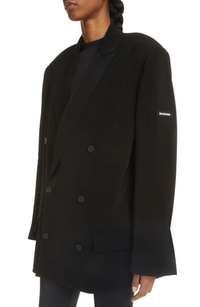 Shop Balenciaga Washed Wool Jacket In Black