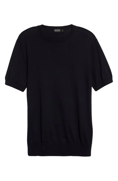 Shop Zegna Premium Cotton Short Sleeve T-shirt In Navy