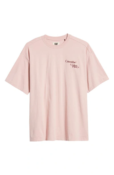 Shop Caterpillar X Colour Plus Co. Embroidered Cotton T-shirt In Pale Mauve