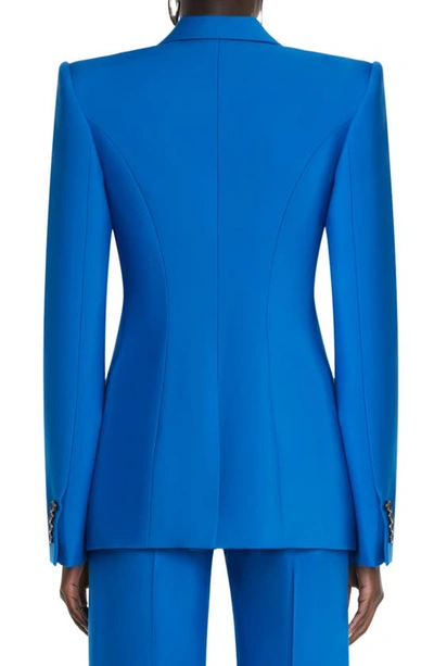 Shop Alexander Mcqueen Double Breasted Sartorial Wool Jacket In 4155 Galactic Blue