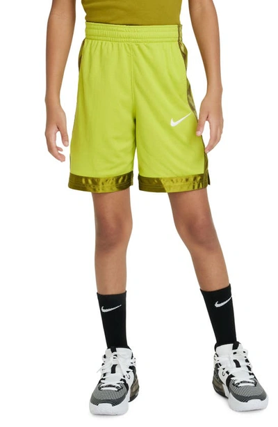 Shop Nike Kids' Elite Basketball Shorts In Bright Cactus/ White