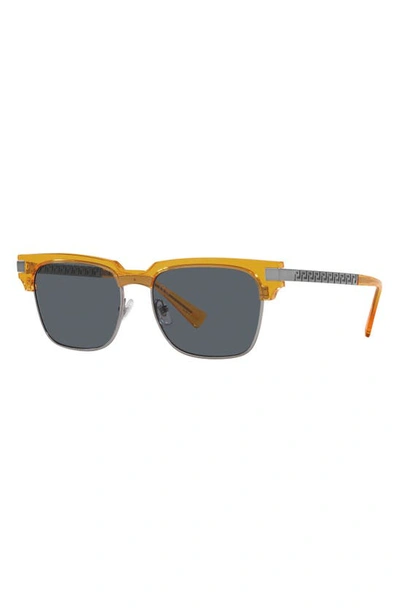 Shop Versace 55mm Square Sunglasses In Dark Blue