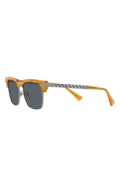 Shop Versace 55mm Square Sunglasses In Dark Blue