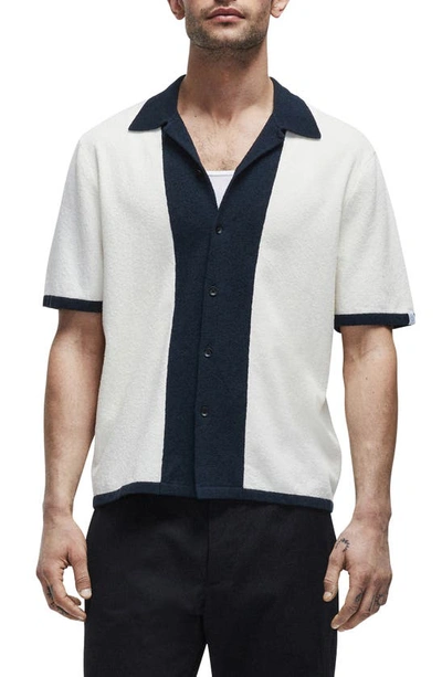 Shop Rag & Bone Avery Zuma Terry Cloth Button-up Camp Shirt In Ivory Multi