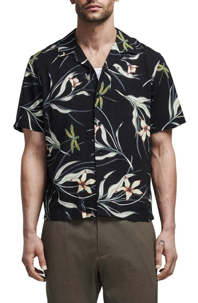 Shop Rag & Bone Avery Print Short Sleeve Button-up Camp Shirt In Black Floral