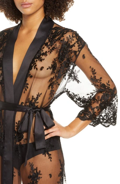 Shop Rya Collection Darling Sheer Lace Robe In Black
