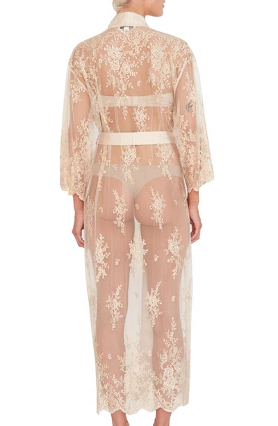 Rya Collection Plus Size Darling Long Embroidered Lace Robe In Champagne