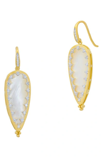 Shop Freida Rothman Perennial Armor Drop Earrings In Gold And Silver