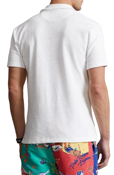 Shop Polo Ralph Lauren Terry Cloth Short Sleeve Button-up Shirt In White