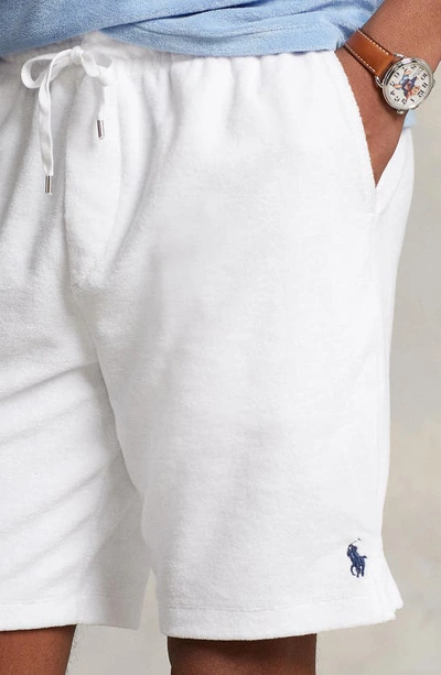 Shop Polo Ralph Lauren Terry Cloth Drawstring Shorts In White