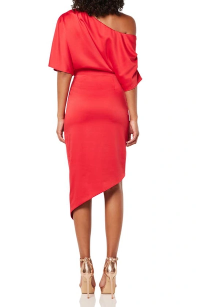 Shop Elliatt Carson One-shoulder Satin Dress In Red