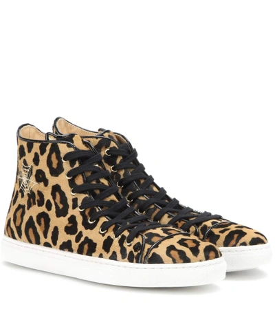 Shop Charlotte Olympia Purrrfect Calf Hair High-top Sneakers