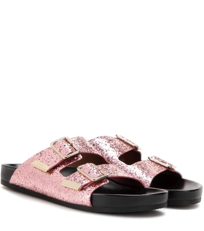 Shop Givenchy Glitter Sandals In Piek