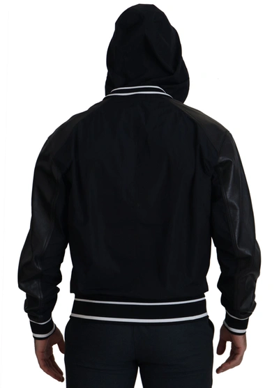 Shop Dolce & Gabbana Black Polyester Hooded Blouson Coat Men's Jacket