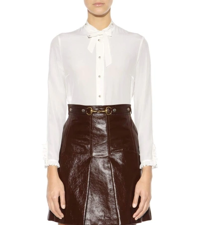 Shop Gucci Silk Blouse In Eatural White