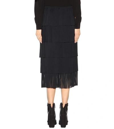 Shop Tom Ford Fringed Midi Skirt In Llack