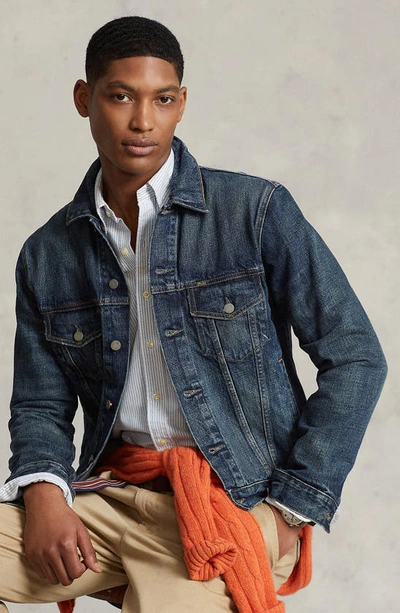 Shop Polo Ralph Lauren Icon Denim Trucker Jacket In Trenton