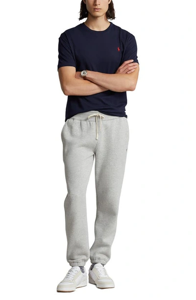 Polo Ralph Lauren Blue Crewneck T-shirt With Pony Embroidery On The Front In Blue