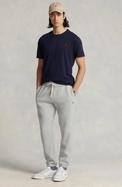 Polo Ralph Lauren Blue Crewneck T-shirt With Pony Embroidery On The Front In Blue