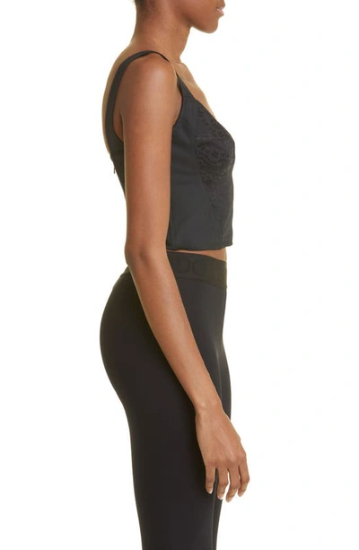Dolce & Gabbana Shaper Corset Bustier Top In Jacquard And Lace In Black