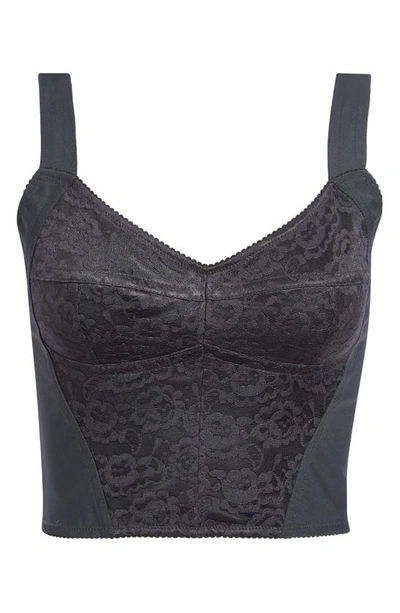 Shop Dolce & Gabbana Jacquard Corset Bustier Top In Black