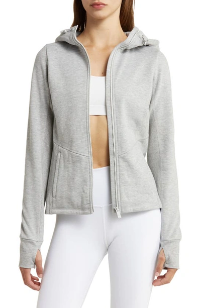 Shop Alo Yoga Foundation Zip Hoodie In Athletic Heather Grey