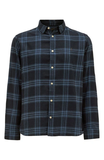 Shop Allsaints Voltana Plaid Flannel Button-up Shirt In Ink