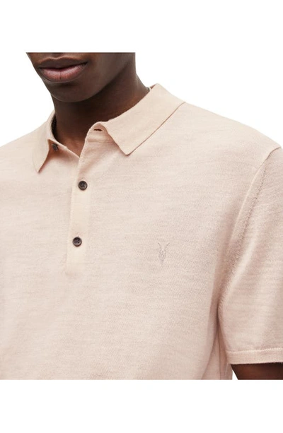 Shop Allsaints Mode Slim Fit Merino Wool Polo In Biscuit Taupe Marl