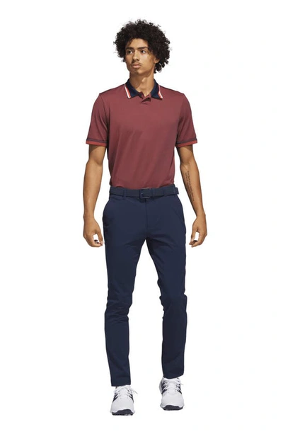 Shop Adidas Golf Ultimate365 Primeknit Performance Golf Polo In Collegiate Navy/ Preloved Red