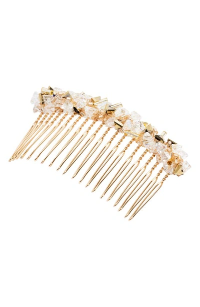Shop L Erickson Alina Beaded Hair Comb In Gold/ White