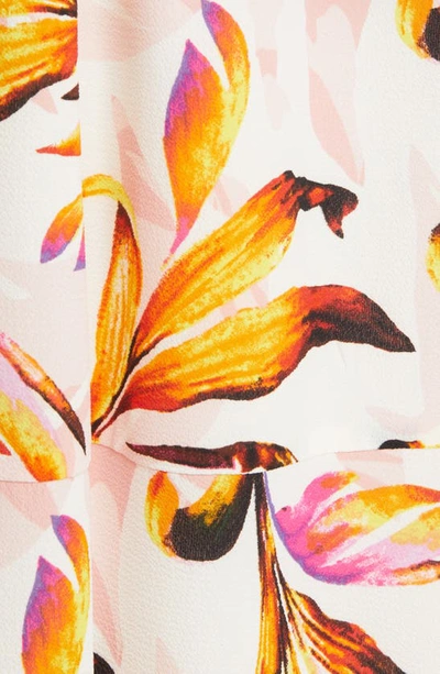 Shop Donna Ricco Print Tie Waist Flutter Sleeve Dress In Ivory Multi