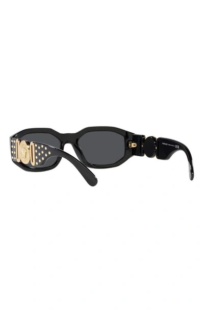 Shop Versace Biggie 53mm Round Sunglasses In Black Grey