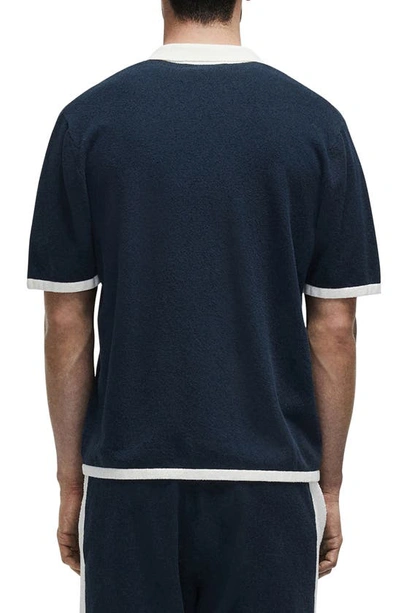 Shop Rag & Bone Avery Zuma Terry Cloth Button-up Camp Shirt In Navy Multi